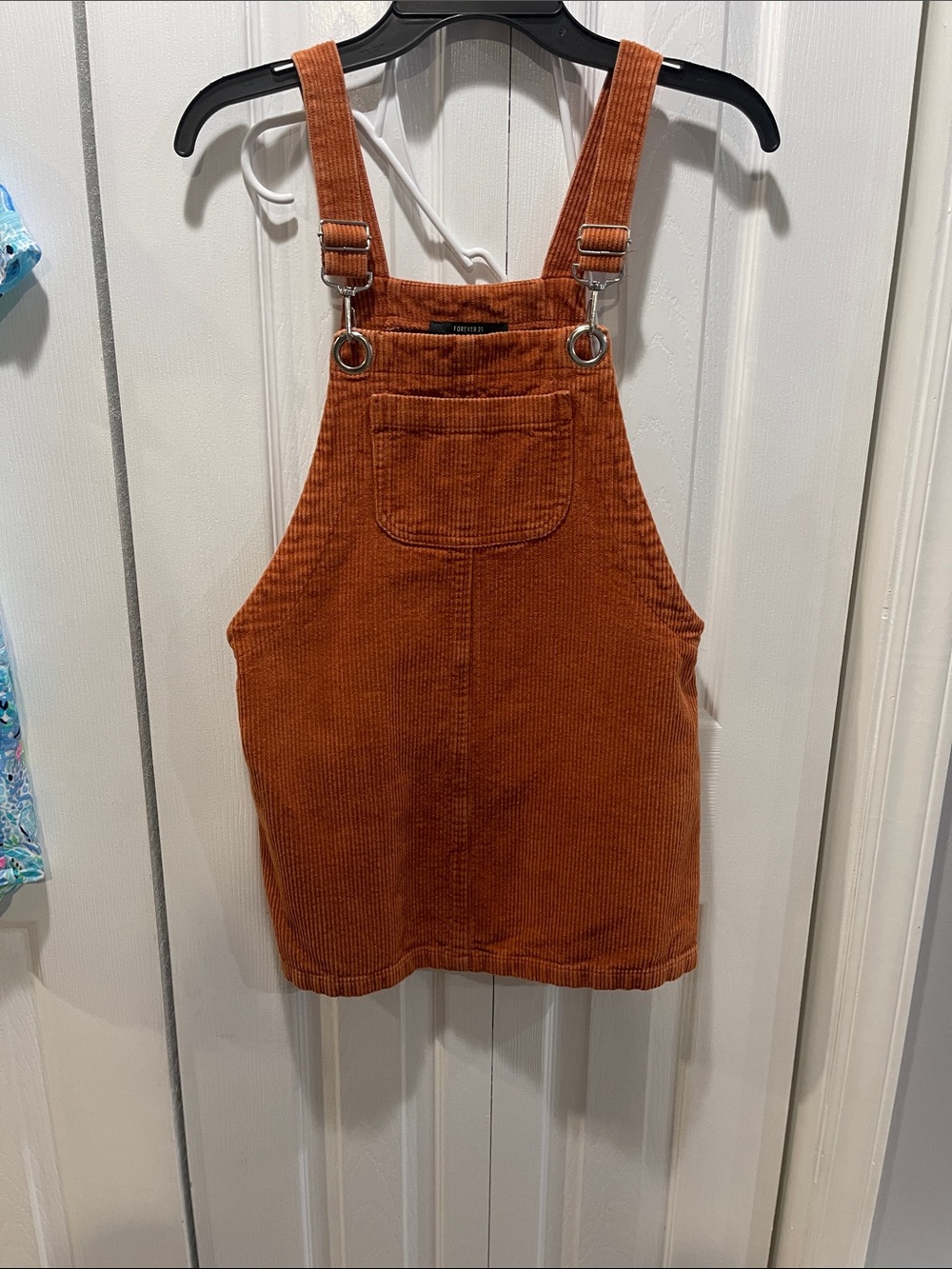 Forever 21 Rust Orange Corduroy Overall Dress small